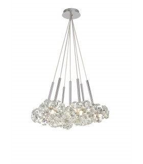 7 Light G9 1.5m Cluster Pendant With Polished Chrome And Crystal Shade-1