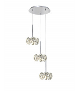 3 Light G9 2m Round Pendant With Polished Chrome And Crystal Shade-1