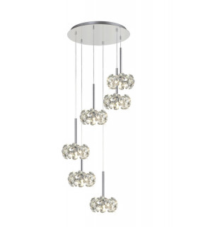 6 Light G9 2.5m Round Multiple Pendant With Polished Chrome And Crystal Shade-1