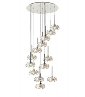 13 Light G9 2.5m Round Multiple Pendant With Polished Chrome And Crystal Shade-1