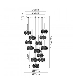 13 Light G9 2.5m Round Multiple Pendant With Polished Chrome And Crystal Shade-2