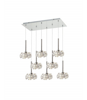 8 Light G9 2m Rectangle Multiple Pendant With Polished Chrome And Crystal Shade-1