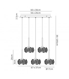 8 Light G9 2m Rectangle Multiple Pendant With Polished Chrome And Crystal Shade-2