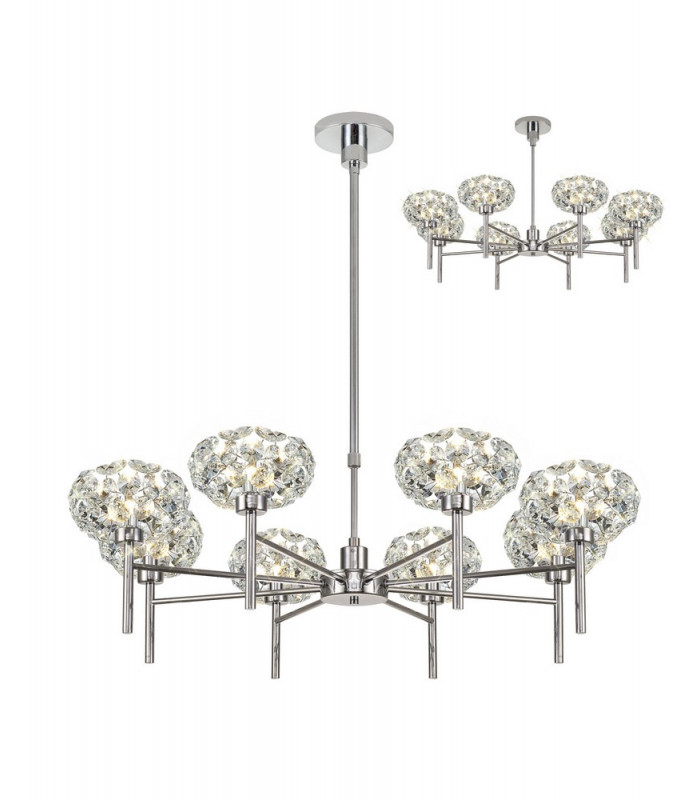 8 Light G9 Telescopic Light With Polished Chrome And Crystal Shade-1