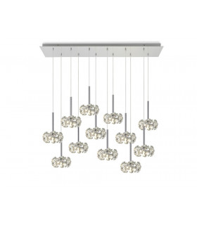 12 Light G9 2m Linear Pendant With Polished Chrome And Crystal Shade-1