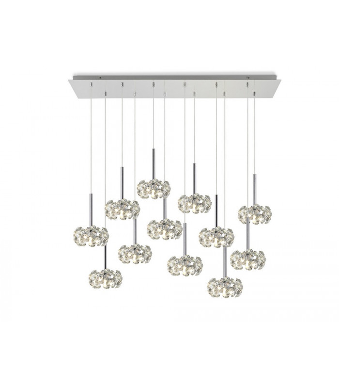12 Light G9 2m Linear Pendant With Polished Chrome And Crystal Shade-1