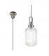 1 Light Pendant E27 With 20cm Tubular Ribbed Glass Clear Polished Nickel Matt Black-1