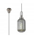 1 Light Pendant E27 With 20cm Tubular Ribbed Glass Smoked Polished Nickel Matt Black-1