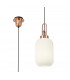 1 Light Pendant E27 With 20cm Tubular Ribbed Glass Opal Copper Matt Black-1