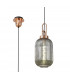 1 Light Pendant E27 With 20cm Tubular Ribbed Glass Smoked Copper Matt Black-1