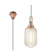 1 Light Pendant E27 With 20cm Tubular Ribbed Glass Champagne Copper Matt Black-1