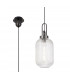 1 Light Pendant E27 With 20cm Tubular Ribbed Glass Clear Black Chrome Matt Black-1