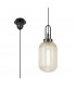 1 Light Pendant E27 With 20cm Tubular Ribbed Glass Champagne Black Chrome Matt Black-1