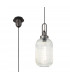 1 Light Pendant E27 20cm Tubular Ribbed Glass Clear Black Aged Pewter-1