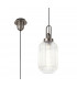 1 Light Pendant E27 20cm Tubular Ribbed Glass Clear Antique Silver Black-1