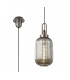 1 Light Pendant E27 20cm Tubular Ribbed Glass Smoked Antique Silver Black-1