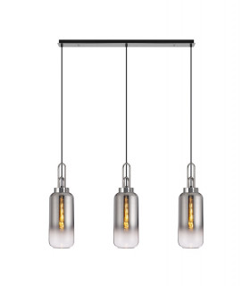 Linear 3 Light Pendant E27 With 16cm Cylinder Glass Smoked Clear Polished Nickel Matt Black-1