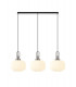 Linear 3 Light Pendant E27 Polished Nickel Matt Black With 30cm Round Ribbed Opal Glass-1