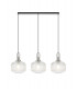 Linear 3 Light Pendant E27 Polished Nickel Matt Black With 30cm Round Ribbed Clear Glass-1