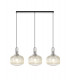 Linear 3 Light Pendant E27 Polished Nickel Matt Black With 30cm Round Ribbed Champagne Glass-1