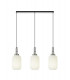 Linear 3 Light Pendant E27 With 20cm Tubular Ribbed Glass Opal Polished Nickel Matt Black-1