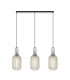 Linear 3 Light Pendant E27 With 20cm Tubular Ribbed Glass Champagne Polished Nickel Matt Black-1