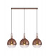 Linear 3 Light Pendant E27 With 30cm Globe Glass Copper Clear Copper Matt Black-1