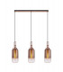 Linear 3 Light Pendant E27 With 16cm Cylinder Glass Copper Clear Copper Matt Black-1