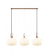Linear 3 Light Pendant E27 Copper Matt Black With 30cm Round Ribbed Opal Glass-1