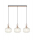 Linear 3 Light Pendant E27 Copper Matt Black With 30cm Round Ribbed Clear Glass-1