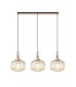 Linear 3 Light Pendant E27 Copper Matt Black With 30cm Round Ribbed Champagne Glass-1