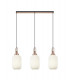 Linear 3 Light Pendant E27 With 20cm Tubular Ribbed Glass Opal Copper Matt Black-1