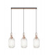 Linear 3 Light Pendant E27 With 20cm Tubular Ribbed Glass Clear Copper Matt Black-1
