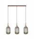 Linear 3 Light Pendant E27 With 20cm Tubular Ribbed Glass Smoked Copper Matt Black-1