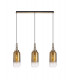 Linear 3 Light Pendant E27 With 16cm Cylinder Glass Brass Gold Clear Brass Gold Matt Black-1