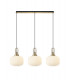 Linear 3 Light Pendant E27 Brass Gold Matt Black With 30cm Round Ribbed Opal Glass-1