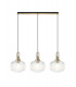 Linear 3 Light Pendant E27 Brass Gold Matt Black With 30cm Round Ribbed Clear Glass-1