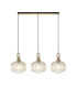 Linear 3 Light Pendant E27 Brass Gold Matt Black With 30cm Round Ribbed Champagne Glass-1