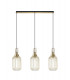 Linear 3 Light Pendant E27 With 20cm Tubular Ribbed Glass Champagne Brass Gold Matt Black-1