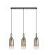 Linear 3 Light Pendant E27 With 16cm Cylinder Glass Smoked Clear Black Chrome Matt Black-1