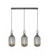 Linear 3 Light Pendant E27 With 20cm Tubular Ribbed Glass Smoked Black Chrome Matt Black-1