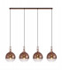 Linear 4 Light Pendant E27 With 30cm Globe Glass Copper Clear Copper Matt Black-1