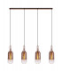Linear 4 Light Pendant E27 With 16cm Cylinder Glass Copper Clear Copper Matt Black-1