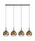 Linear 4 Light Pendant E27 With 30cm Globe Glass Brass Gold Clear Brass Gold Matt Black-1