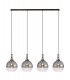 Linear 4 Light Pendant E27 With 30cm Globe Glass Smoked Clear Black Chrome Matt Black-1