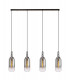 Linear 4 Light Pendant E27 With 16cm Cylinder Glass Smoked Clear Black Chrome Matt Black-1