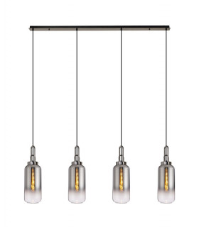 Linear 4 Light Pendant E27 With 16cm Cylinder Glass Smoked Clear Black Chrome Matt Black-1