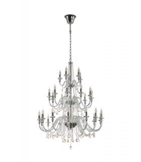 Allegany Chandelier Pendant, 29 Light E14, Polished Chrome, Clear Glass, Crystal, Item Weight: 23.8kg