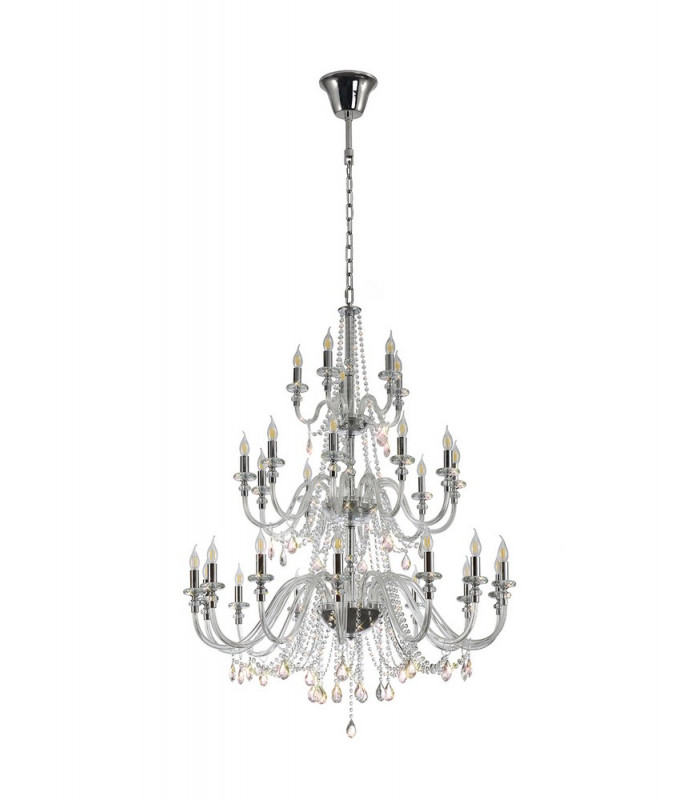 Allegany Chandelier Pendant, 29 Light E14, Polished Chrome, Clear Glass, Crystal, Item Weight: 23.8kg