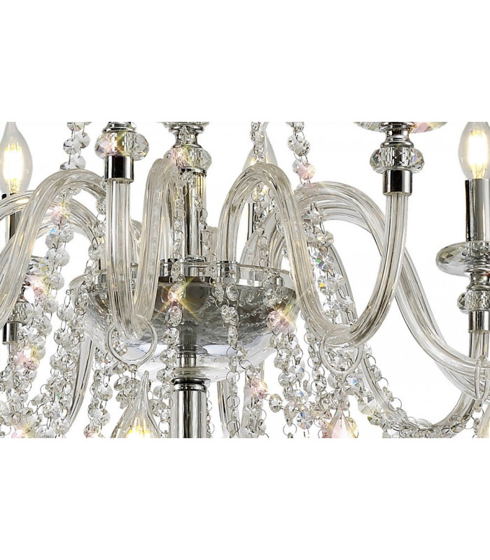 Allegany Chandelier Pendant, 29 Light E14, Polished Chrome, Clear Glass, Crystal, Item Weight: 23.8kg